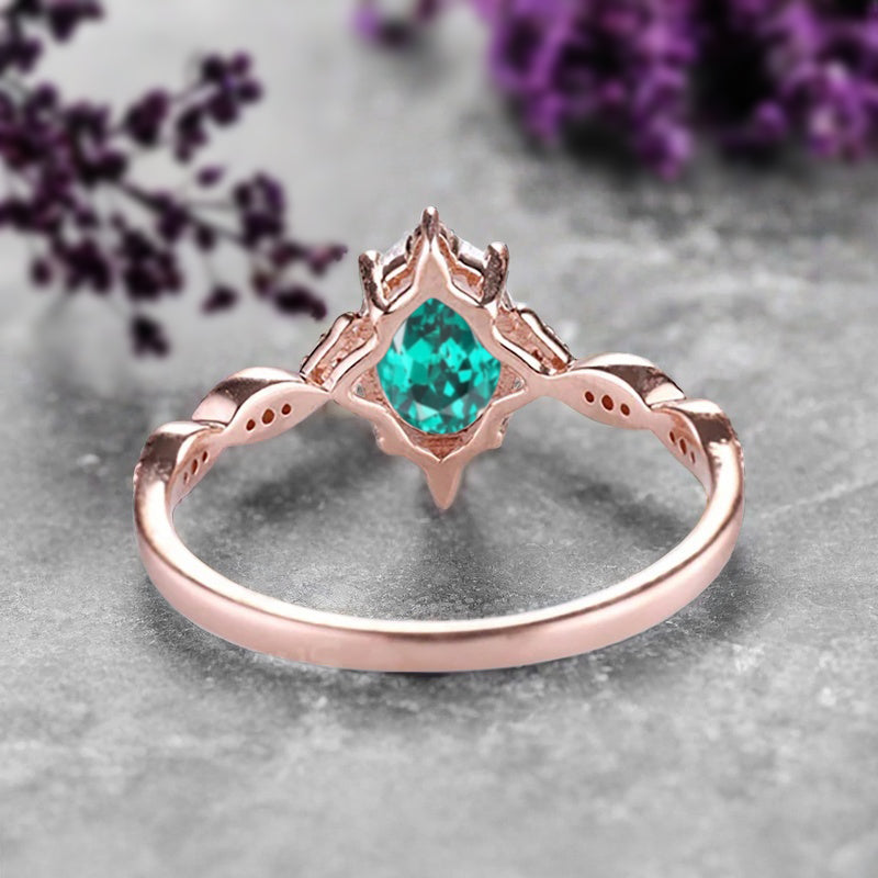 Bague de fiançailles en pierre de soleil ovale, bague de mariage unique en moissanite, cadeau pour elle