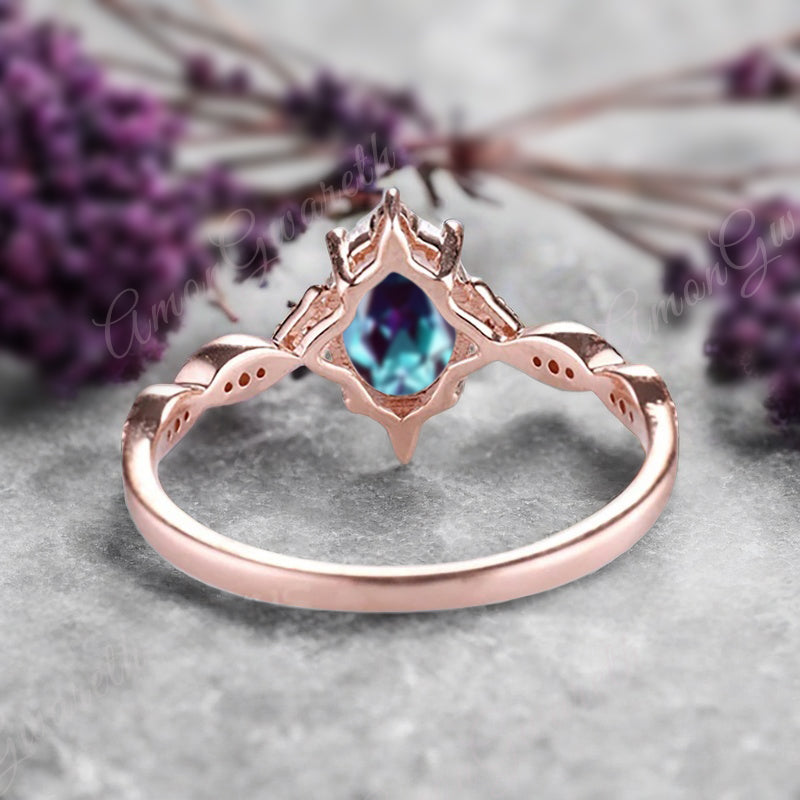 Oval geschliffener Sonnenstein Verlobungsring Unikat Sonnenstein Moissanit Ehering Geschenk für Sie