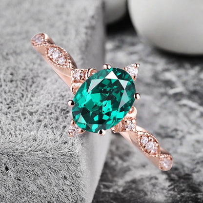 Bague de fiançailles en pierre de soleil ovale, bague de mariage unique en moissanite, cadeau pour elle