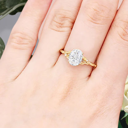 Oval Moissanite Engagement Ring Vintage Rose Gold White Ring Women Moissanite Twisted Hollow Wedding Ring Bridal Promise Ring