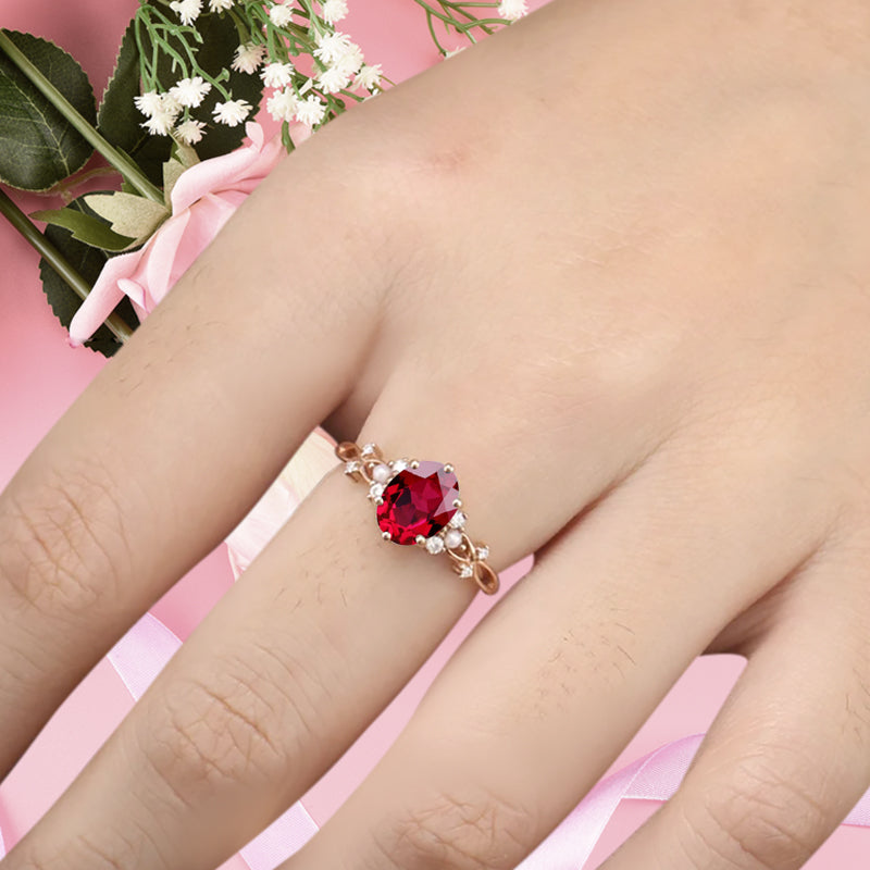 Vintage Oval Ruby Engagement Ring Unique Oval Ruby Promise Ring Ver.2