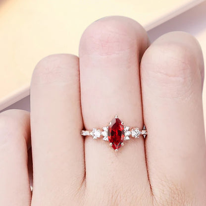 Vintage Marquise Cut Natural Ruby Engagement Ring Sets Nature Inspired Moissanite Cluster Promise Ring Rose Gold Art Deco Women Gift