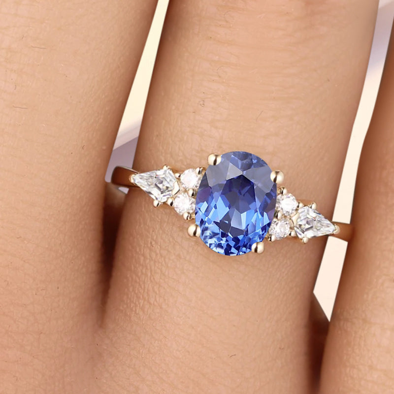 Unique Vintage Blue Topaz Engagement Ring 14K Rose Gold Oval Cut Natural Blue Topaz Wedding Promise Ring Handmade Ring Anniversary Rings For Women