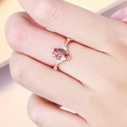 Bague de fiançailles en pierre de soleil ovale, bague de mariage unique en moissanite, cadeau pour elle