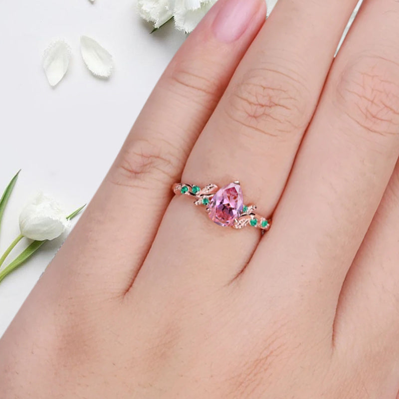Bague de fiançailles vintage ovale en pierre de lune, bague de promesse unique en opale et moissanite