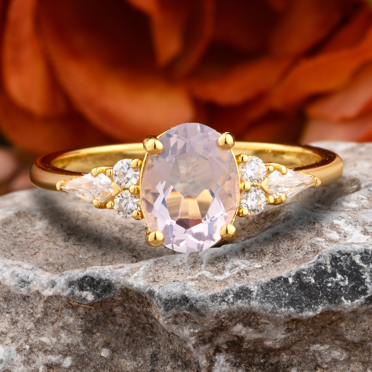 Unique Vintage Moissanite Engagement Ring 14K Rose Gold Oval Cut Natural Moissanite Wedding Promise Ring Handmade Ring Anniversary Rings For Women