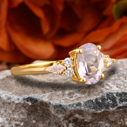 Unique Vintage Moissanite Engagement Ring 14K Rose Gold Oval Cut Natural Moissanite Wedding Promise Ring Handmade Ring Anniversary Rings For Women