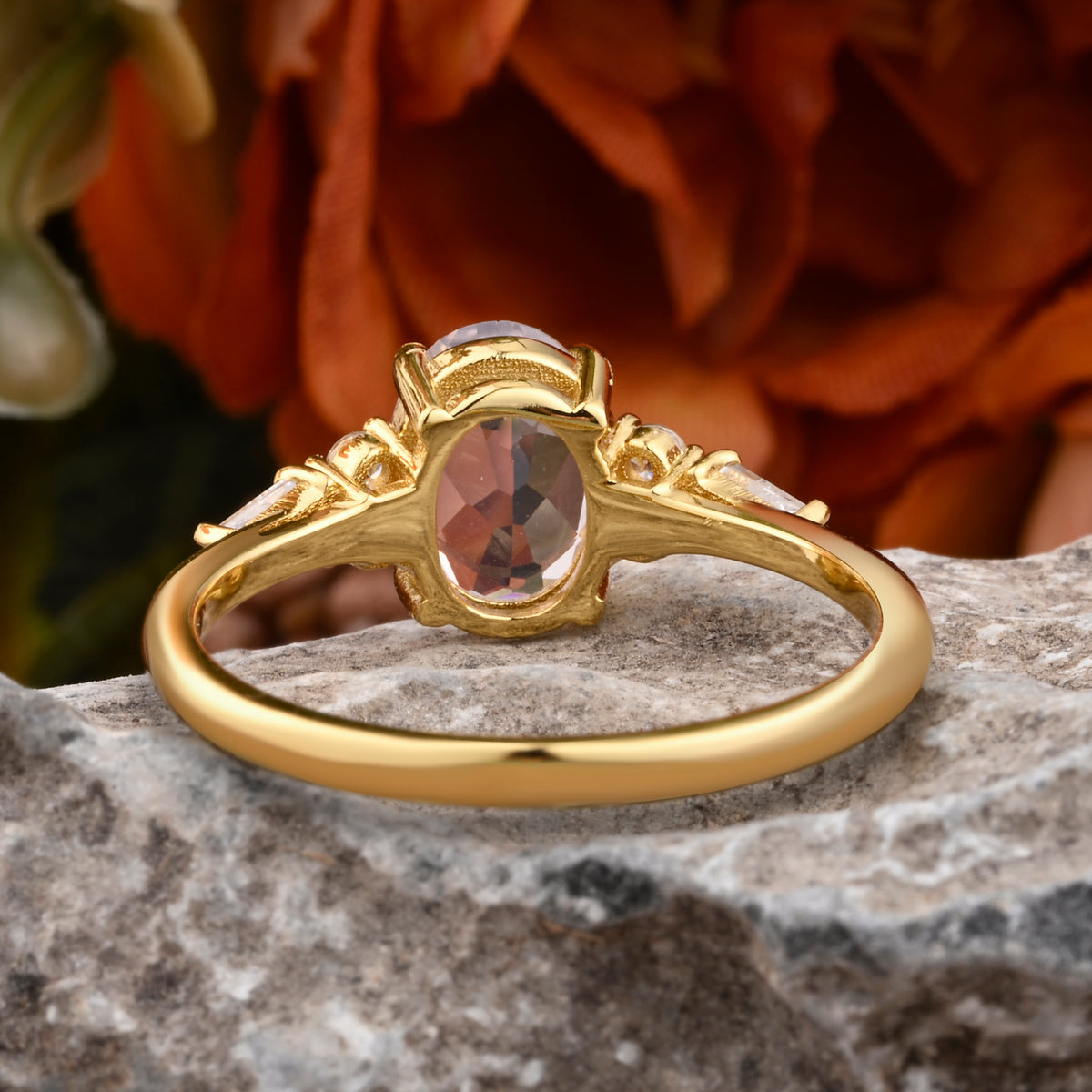 Unique Vintage Moissanite Engagement Ring 14K Rose Gold Oval Cut Natural Moissanite Wedding Promise Ring Handmade Ring Anniversary Rings For Women