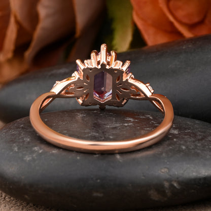 Bague de fiançailles vintage en forme de poire avec aigue-marine, ensemble de bagues de mariage uniques, cadeau d'anniversaire