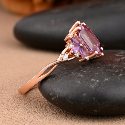 Bague de fiançailles vintage en forme de poire avec aigue-marine, ensemble de bagues de mariage uniques, cadeau d'anniversaire
