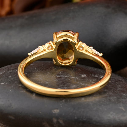 Unique Vintage Citrine Engagement Ring 14K Rose Gold Oval Cut Natural Citrine Wedding Promise Ring Handmade Ring Anniversary Rings For Women