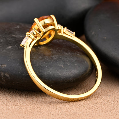 Unique Vintage Citrine Engagement Ring 14K Rose Gold Oval Cut Natural Citrine Wedding Promise Ring Handmade Ring Anniversary Rings For Women