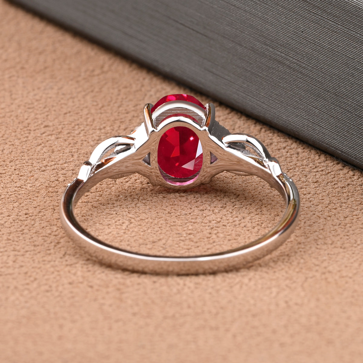 Oval Ruby Engagement Ring Vintage Sterling Silver Ring Women Moissanite Twisted Hollow Wedding Ring Bridal Promise Ring