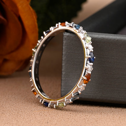 Unique Marquise wedding band Rose gold colorful wedding band women full eternity matching stacking ring Anniversary gift for her