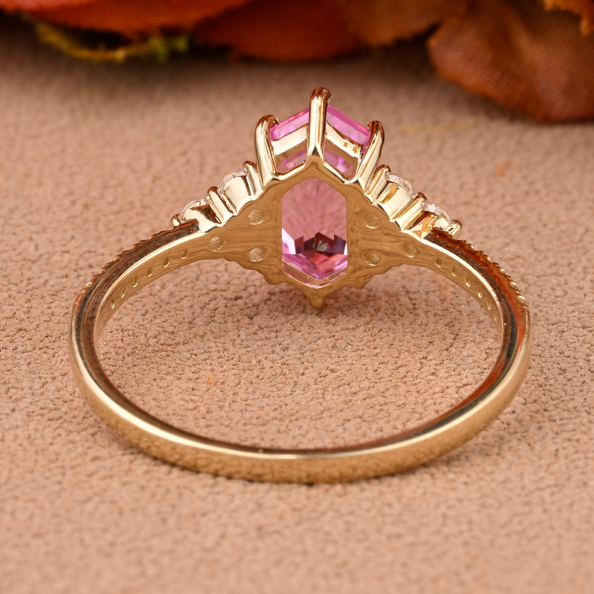Vintage Unique Pink Sapphire Engagement Ring Solid 14K Gold Pink Sapphire Ring July Birthstone Ring Delicate Pink Sapphire Gemstone Ring Handmade Bridal Jewelry