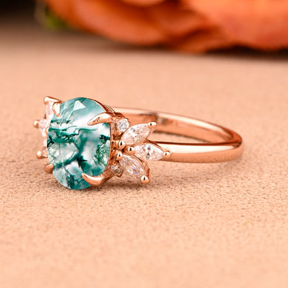 Vintage Birnenform Aquamarin Verlobungsring Set Unikat Versprechen Brautring Set Jubiläumsgeschenk