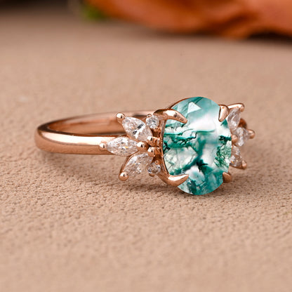 Vintage Birnenform Aquamarin Verlobungsring Set Unikat Versprechen Brautring Set Jubiläumsgeschenk
