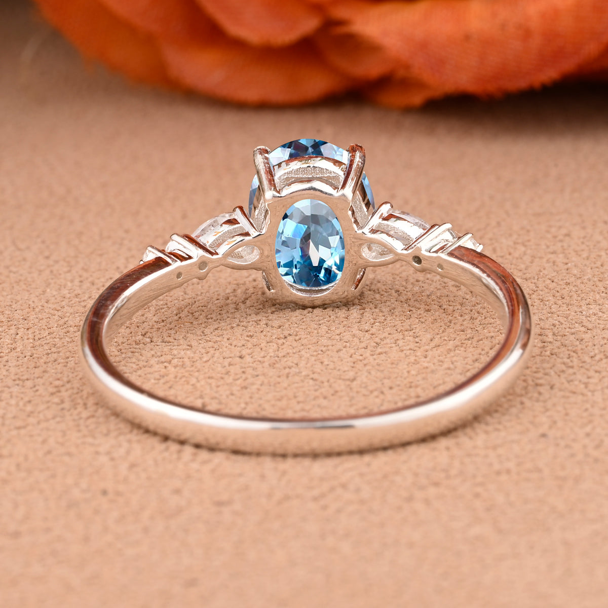 Vintage Oval Cut Aquamarine Ring Unique Aquamarine Engagement Ring Ocean-like Gemstone Wedding Statement Ring Gift For Her