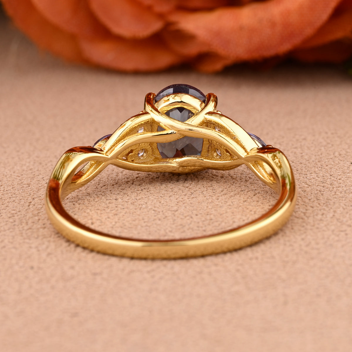 Oval Cut Alexandrite Engagement Ring Unique Alexandrite Moissanite Wedding Ring Gift For Her Ver.2