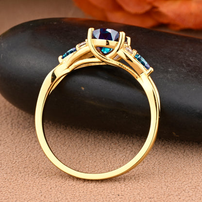 Oval Cut Alexandrite Engagement Ring Unique Alexandrite Moissanite Wedding Ring Gift For Her Ver.2