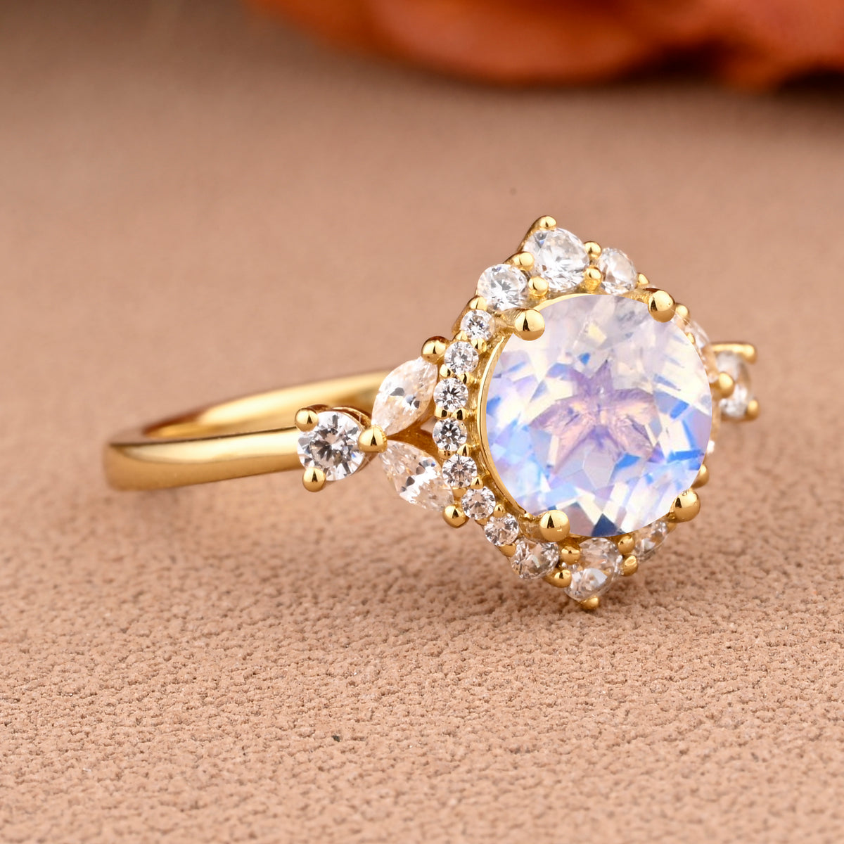 Vintage Moissanite Wedding Ring Set Unique Round Cut Moissanite Engagement Ring Moissanite Gemstone Ring Anniversary Gift For Her