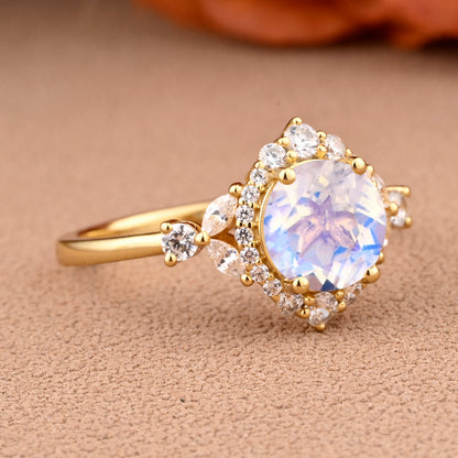 Vintage Moissanite Wedding Ring Set Unique Round Cut Moissanite Engagement Ring Moissanite Gemstone Ring Anniversary Gift For Her