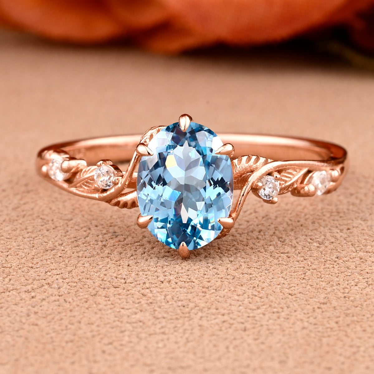 Vintage Oval Cut Aquamarine Engagement Aquamarine Ring Set Art Deco Bridal Ring Set Stackable Ring