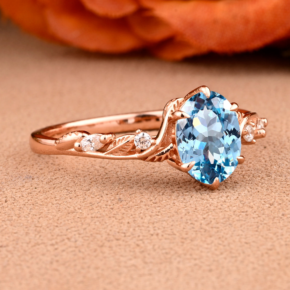 Vintage Oval Cut Aquamarine Engagement Aquamarine Ring Set Art Deco Bridal Ring Set Stackable Ring