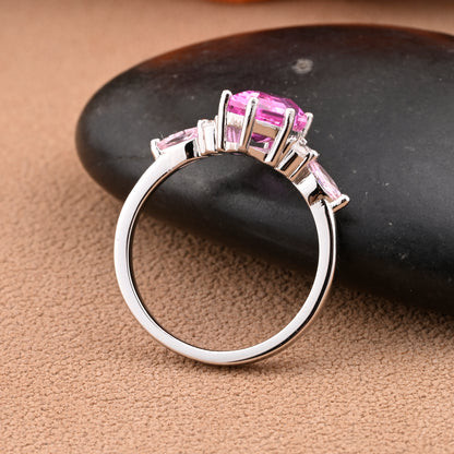 Vintage Hexagon Cut Pink Sapphire Engagement Ring Unique Moissanite Wedding Ring Art Deco Rose Gold Ring Dainty Bridal Ring Anniversary Ring