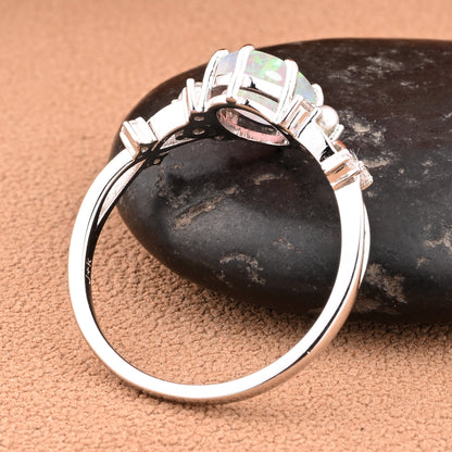 Oval Natural Opal Engagement Ring Twisted Ring Solid Rose Gold Ring Moissanite & Opal ring Antique Promise Anniversary Ring